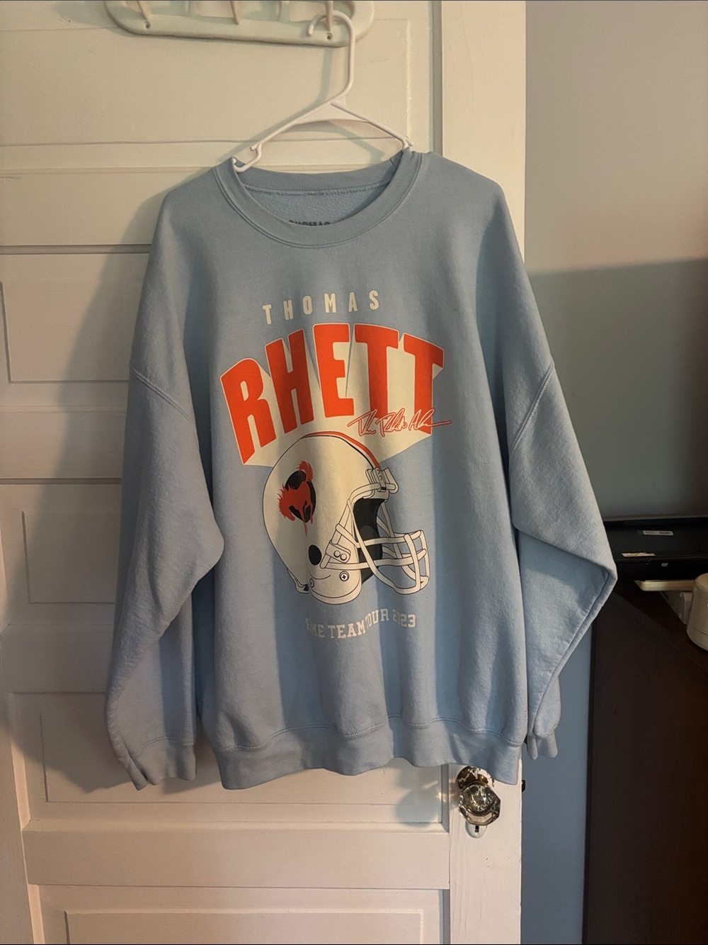 Light Blue Graphic Crewneck Sweater Thomas Rhett The Home Team Tour 2023